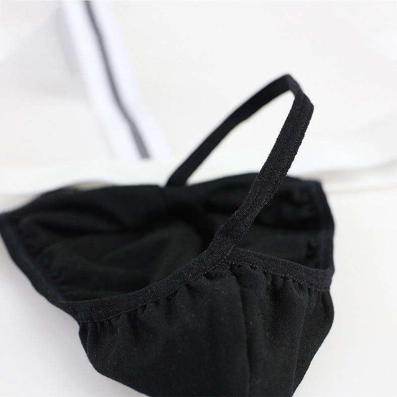 Image of Men’s sexy underwear underwear panties word pants wide elastic bow tie one-piece single men gay bar performance